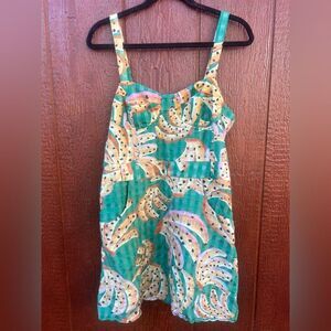 Farm Rio Raining Bananas Cotton & Silk Mini Dress Size large Novelty print